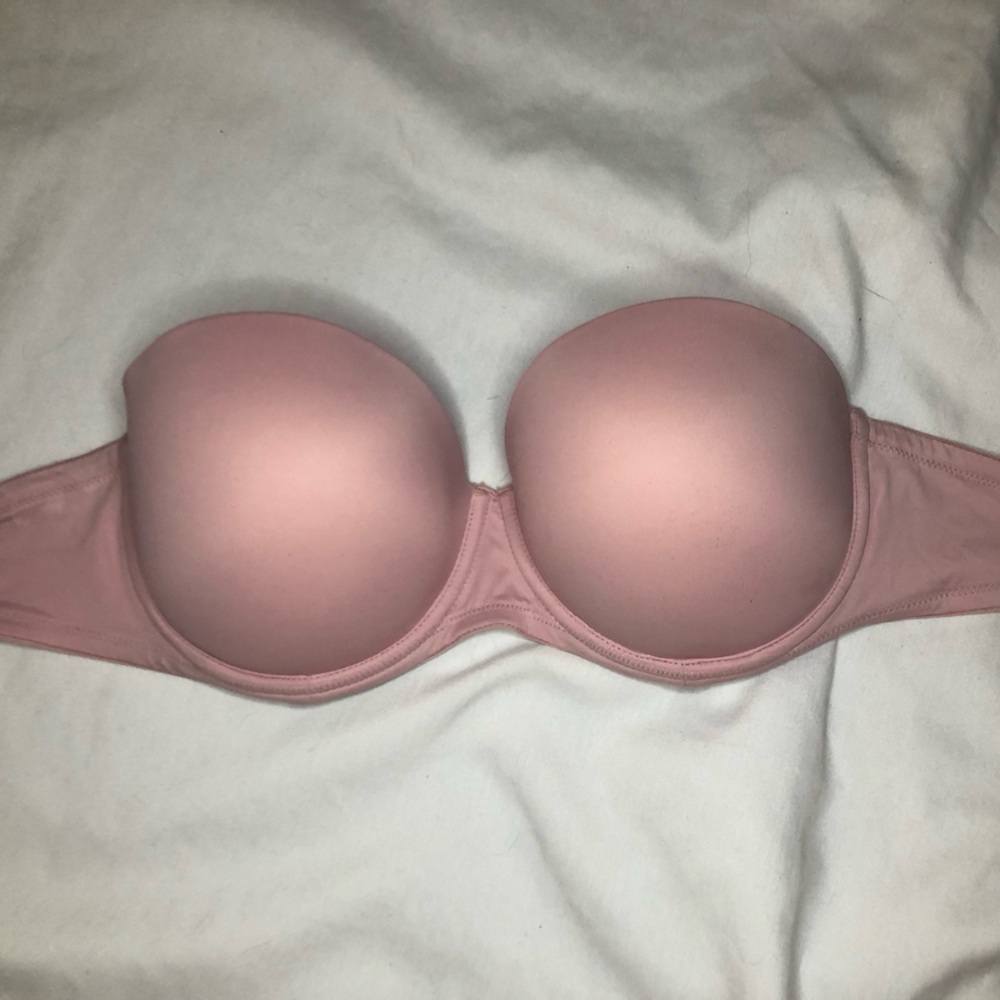 Victoria’s Secret PINK Strapless Bra, Silicone Lining, Blush Pink 32DD